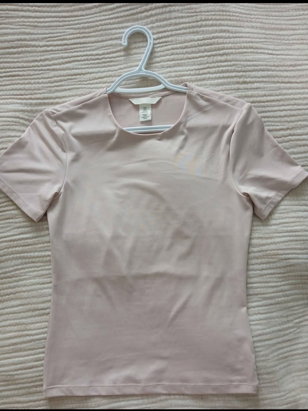 Women's Short Sleeve Crewneck Top - Light Blush Pink